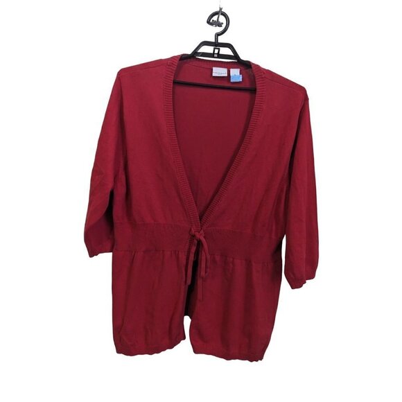 Kim Rogers Sweaters - Kim Rogers womens cardigan sweater size 3X red  tie front 9/4 sleeves